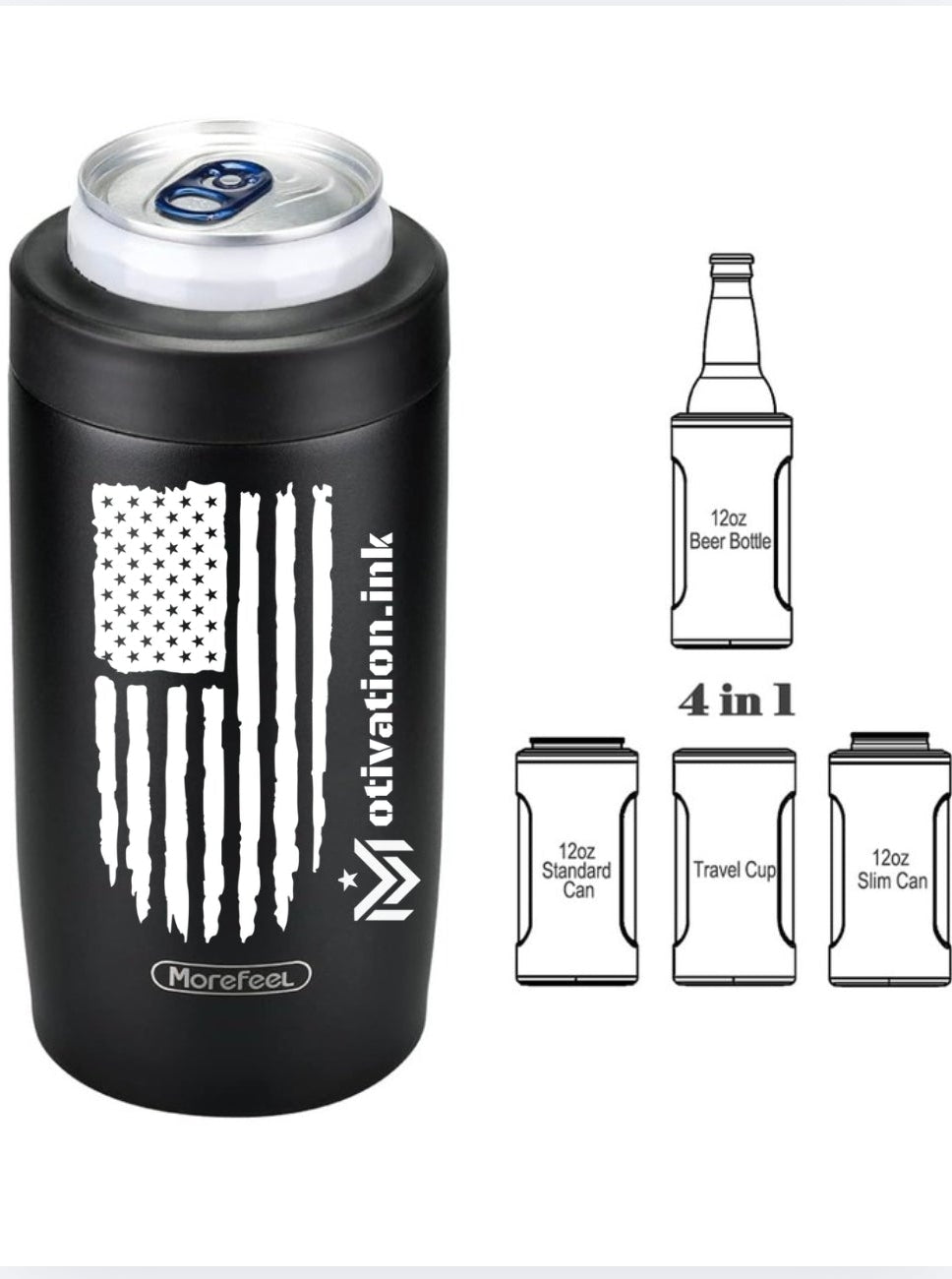 Morefeel 4-in-1 Insulated Can Cooler for 12 oz Cans & Bottles