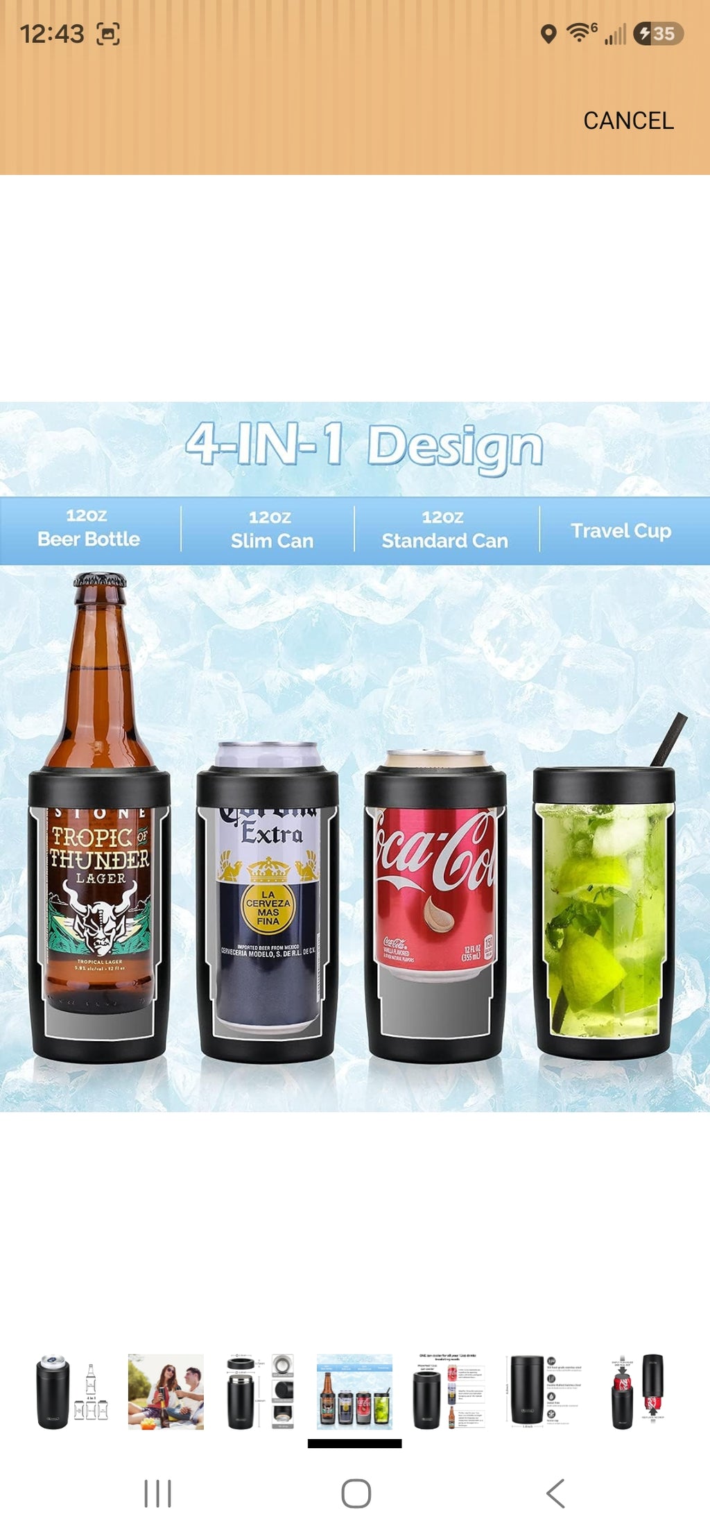 Morefeel 4-in-1 Insulated Can Cooler for 12 oz Cans & Bottles