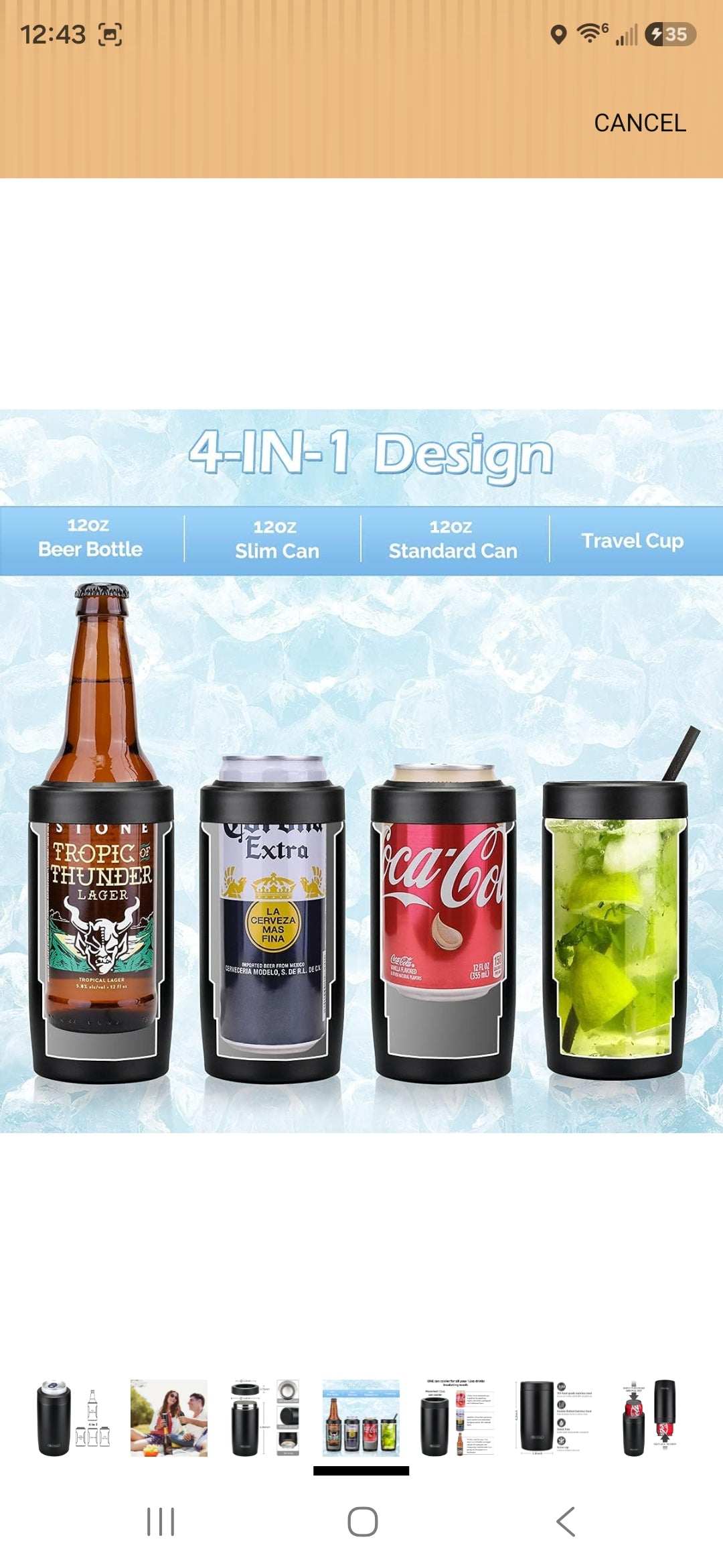 Morefeel 4-in-1 Insulated Can Cooler for 12 oz Cans & Bottles